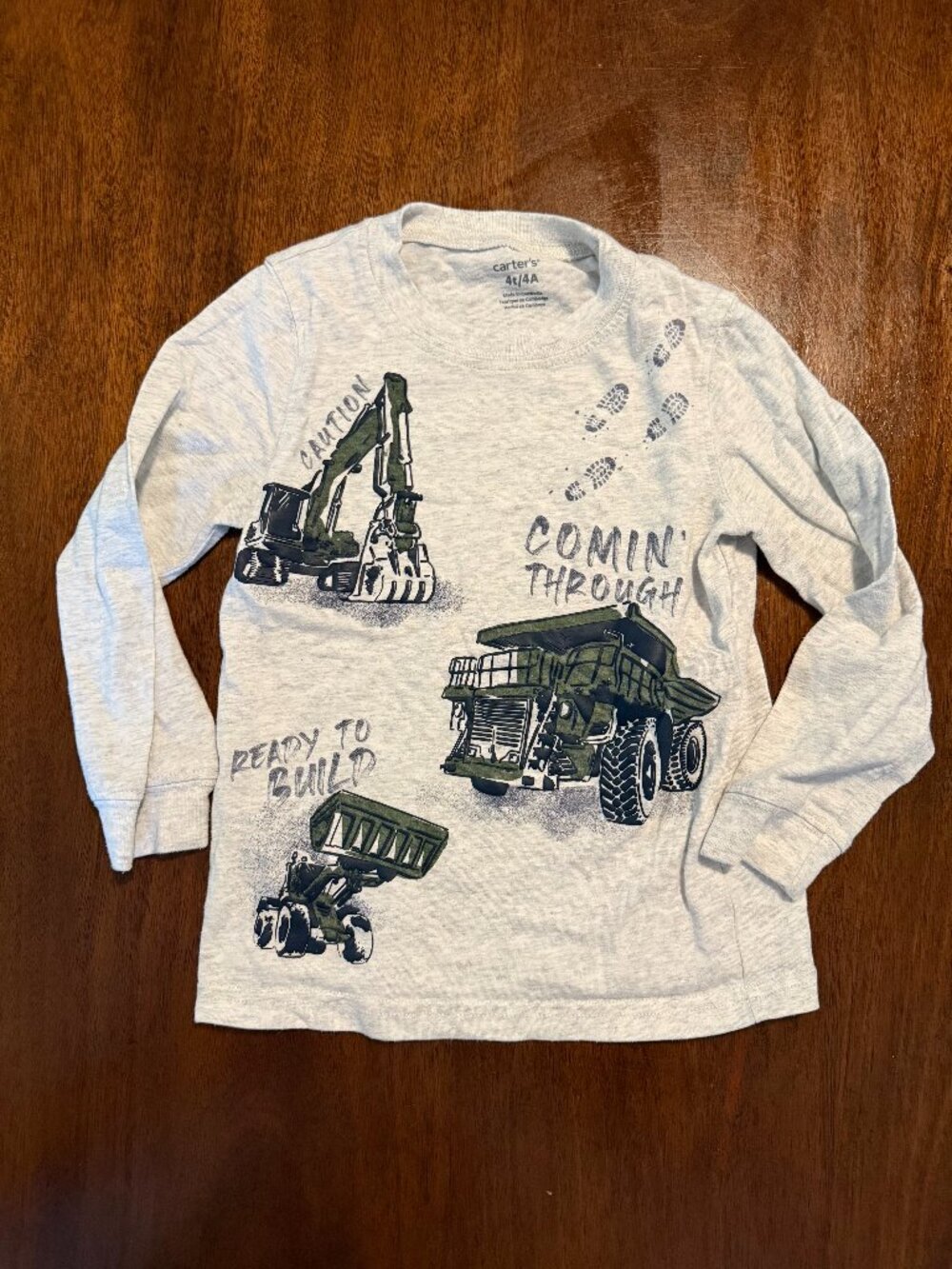 Carters 4T Construction Long Sleeve Tee